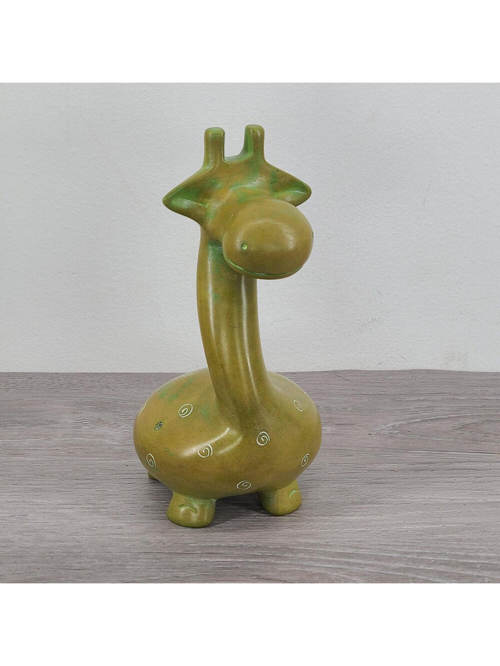 Giraffe Sculpture Green Glazed Carved Soapstone Baby Nursery Decor